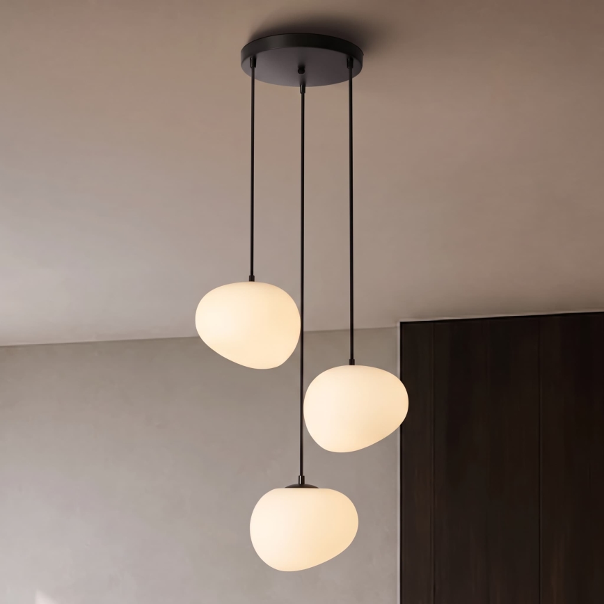 BRILAGI - Lustre suspenso em cabo PEBBLES 3xE27/40W/230V Ø 42 cm preto