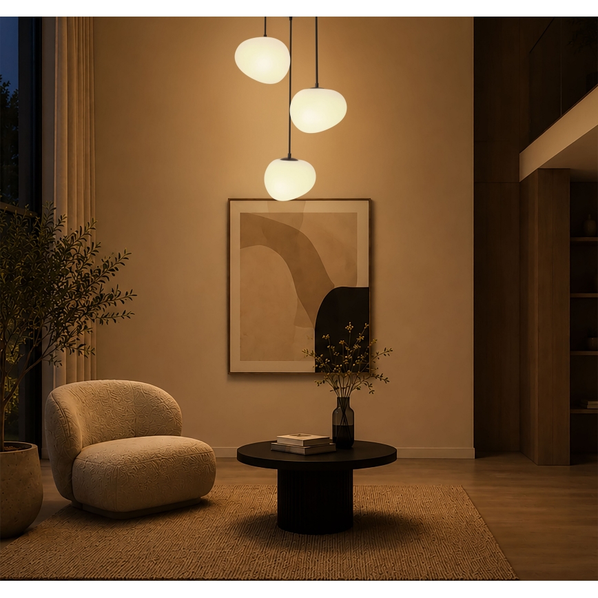BRILAGI - Lustre suspenso em cabo PEBBLES 3xE27/40W/230V Ø 42 cm preto