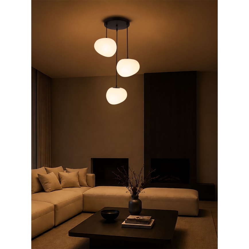 BRILAGI - Lustre suspenso em cabo PEBBLES 3xE27/40W/230V Ø 42 cm preto