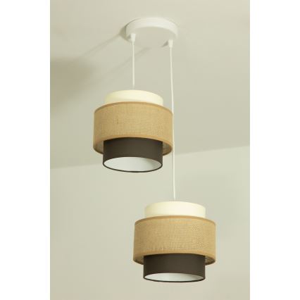 Brilagi - Lustre suspenso em cabo RESNA 2xE27/60W/230V Ø 30 cm bege/preto
