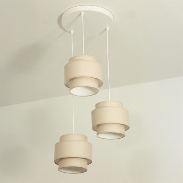 Brilagi - Lustre suspenso em cabo RESNA 3xE27/60W/230V Ø 45 cm bege