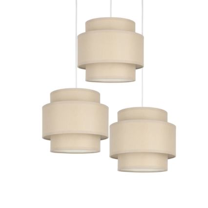 Brilagi - Lustre suspenso em cabo RESNA 3xE27/60W/230V Ø 45 cm bege