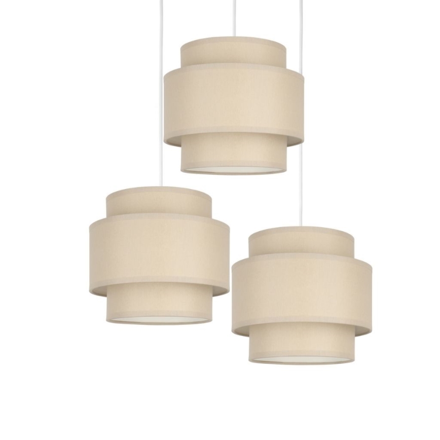 Brilagi - Lustre suspenso em cabo RESNA 3xE27/60W/230V Ø 45 cm bege