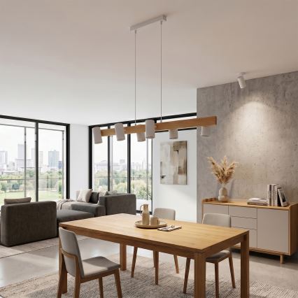 Brilagi - Lustre suspenso em cabo SELE 6xGU10/30W/230V branco/acabamento carvalho