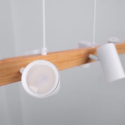 Brilagi - Lustre suspenso em cabo SELE 6xGU10/30W/230V branco/acabamento carvalho