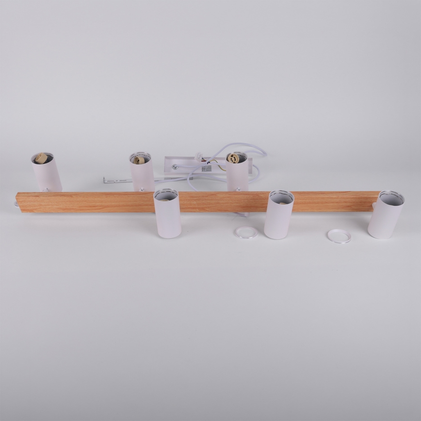 Brilagi - Lustre suspenso em cabo SELE 6xGU10/30W/230V branco/acabamento carvalho