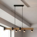 Brilagi - Lustre suspenso em cabo SELE 6xGU10/30W/230V, preto/acabamento em carvalho