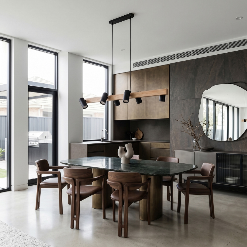 Brilagi - Lustre suspenso em cabo SELE 6xGU10/30W/230V, preto/acabamento em carvalho