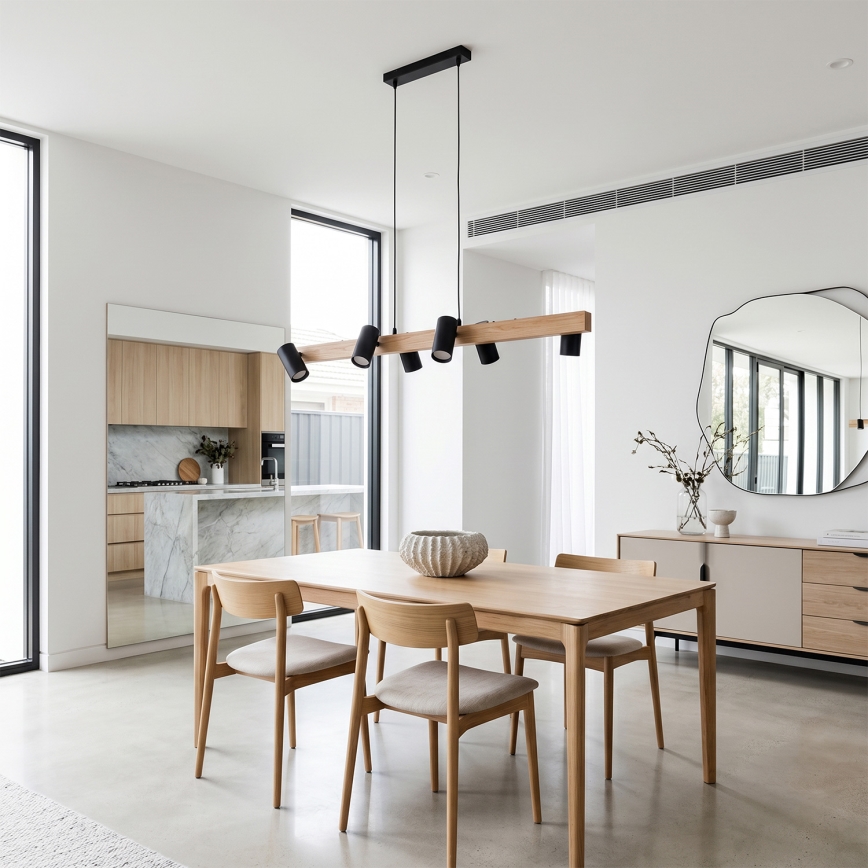 Brilagi - Lustre suspenso em cabo SELE 6xGU10/30W/230V, preto/acabamento em carvalho
