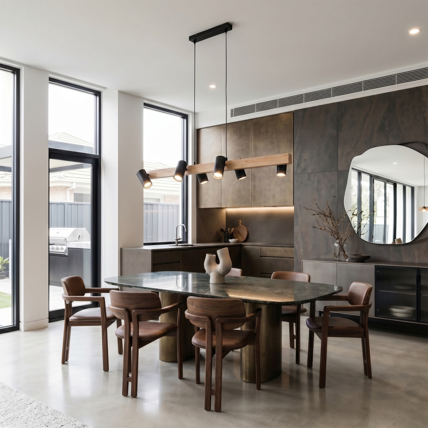 Brilagi - Lustre suspenso em cabo SELE 6xGU10/30W/230V, preto/acabamento em carvalho
