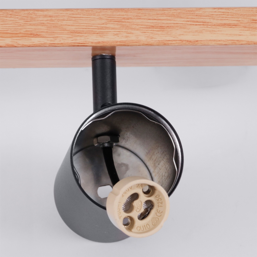 Brilagi - Lustre suspenso em cabo SELE 6xGU10/30W/230V, preto/acabamento em carvalho