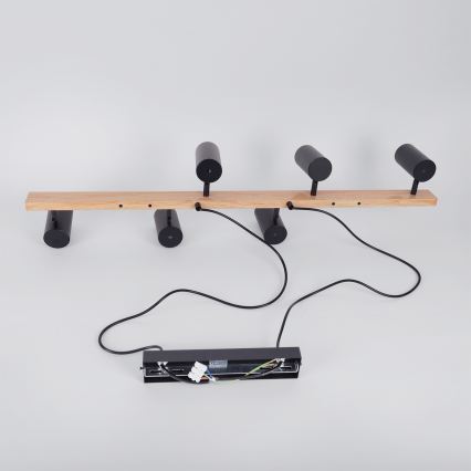 Brilagi - Lustre suspenso em cabo SELE 6xGU10/30W/230V, preto/acabamento em carvalho
