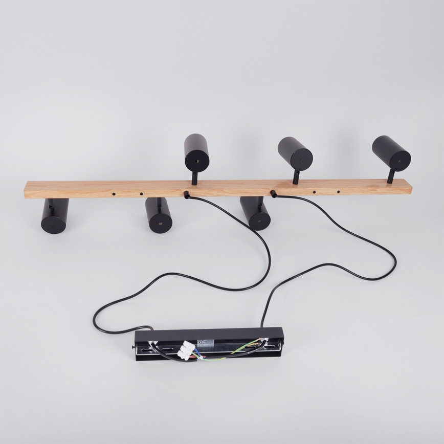 Brilagi - Lustre suspenso em cabo SELE 6xGU10/30W/230V, preto/acabamento em carvalho