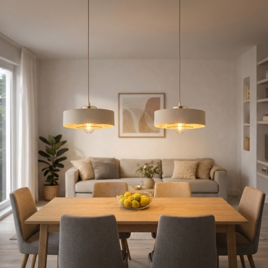 Brilagi - Lustre suspenso em cabo SPRING 1xE27/60W/230V Ø 30 cm bege/dourado