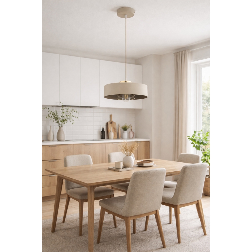 Brilagi - Lustre suspenso em cabo SPRING 1xE27/60W/230V Ø 30 cm bege/dourado