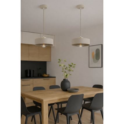 Brilagi - Lustre suspenso em cabo SPRING 1xE27/60W/230V Ø 30 cm bege/dourado