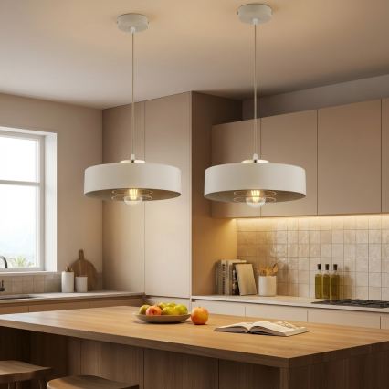 Brilagi - Lustre suspenso em cabo SPRING 1xE27/60W/230V Ø 30 cm bege/dourado