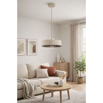 Brilagi - Lustre suspenso em cabo SPRING 1xE27/60W/230V Ø 30 cm bege/dourado