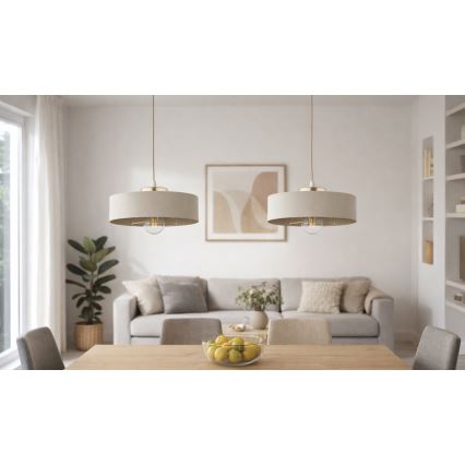 Brilagi - Lustre suspenso em cabo SPRING 1xE27/60W/230V Ø 30 cm bege/dourado