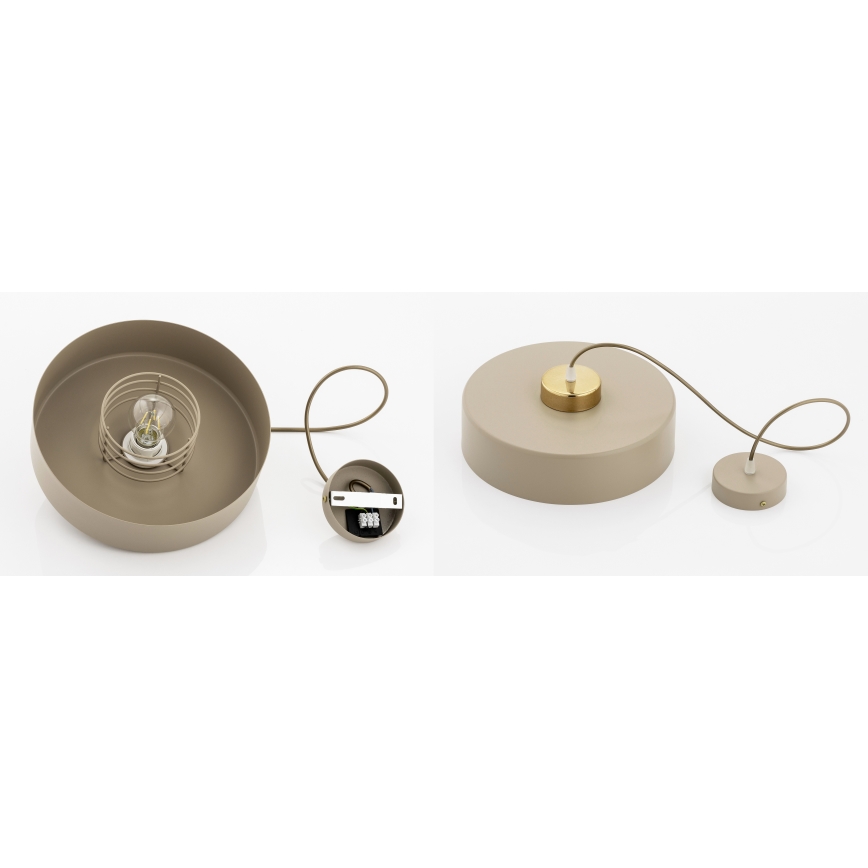 Brilagi - Lustre suspenso em cabo SPRING 1xE27/60W/230V Ø 30 cm bege/dourado
