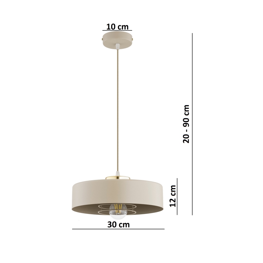 Brilagi - Lustre suspenso em cabo SPRING 1xE27/60W/230V Ø 30 cm bege/dourado