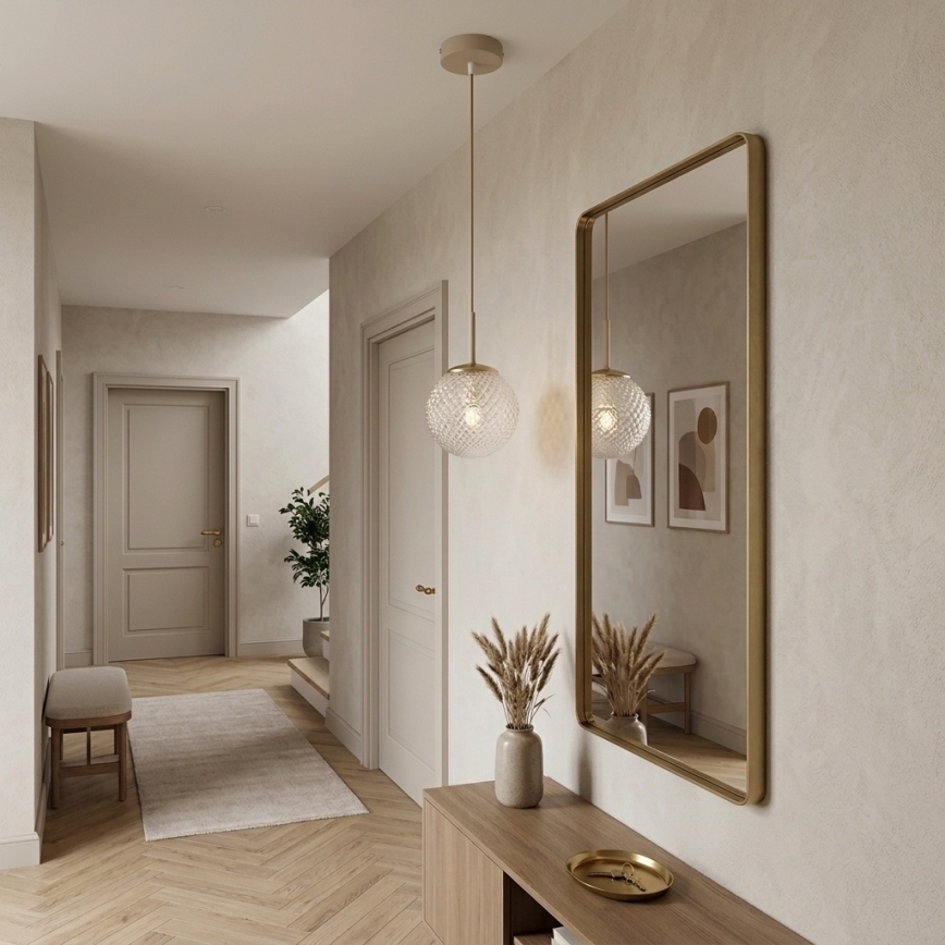 Brilagi - Lustre suspenso em cabo STELLA 1xE27/60W/230V Ø 15 cm bege/dourado