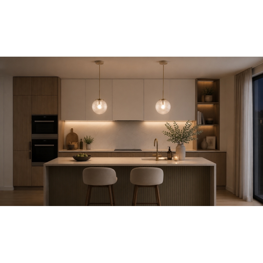 Brilagi - Lustre suspenso em cabo STELLA 1xE27/60W/230V Ø 15 cm bege/dourado