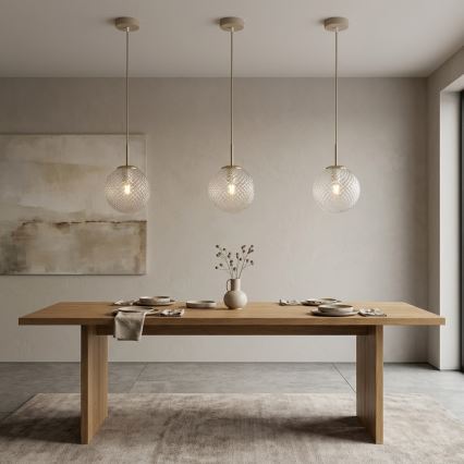 Brilagi - Lustre suspenso em cabo STELLA 1xE27/60W/230V Ø 15 cm bege/dourado
