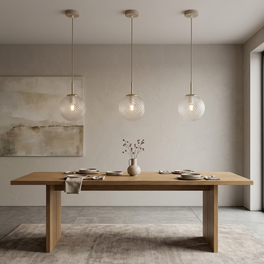 Brilagi - Lustre suspenso em cabo STELLA 1xE27/60W/230V Ø 15 cm bege/dourado