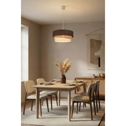 Brilagi - Lustre suspenso em cabo TRIO 1xE27/60W/230V Ø 40 cm castanho/bege/branco