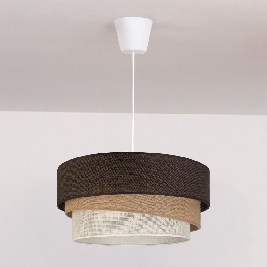 Brilagi - Lustre suspenso em cabo TRIO 1xE27/60W/230V Ø 40 cm castanho/bege/branco