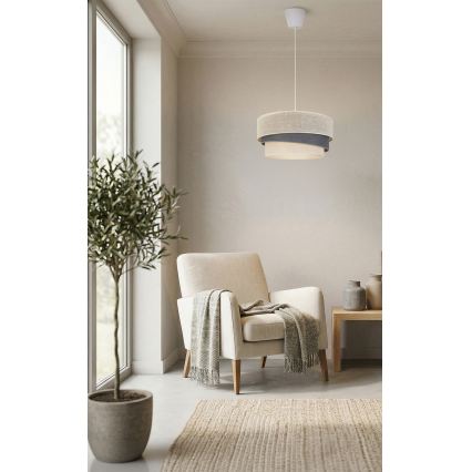 Brilagi - Lustre suspenso em cabo TRIO 1xE27/60W/230V Ø 40 cm creme/cinzento