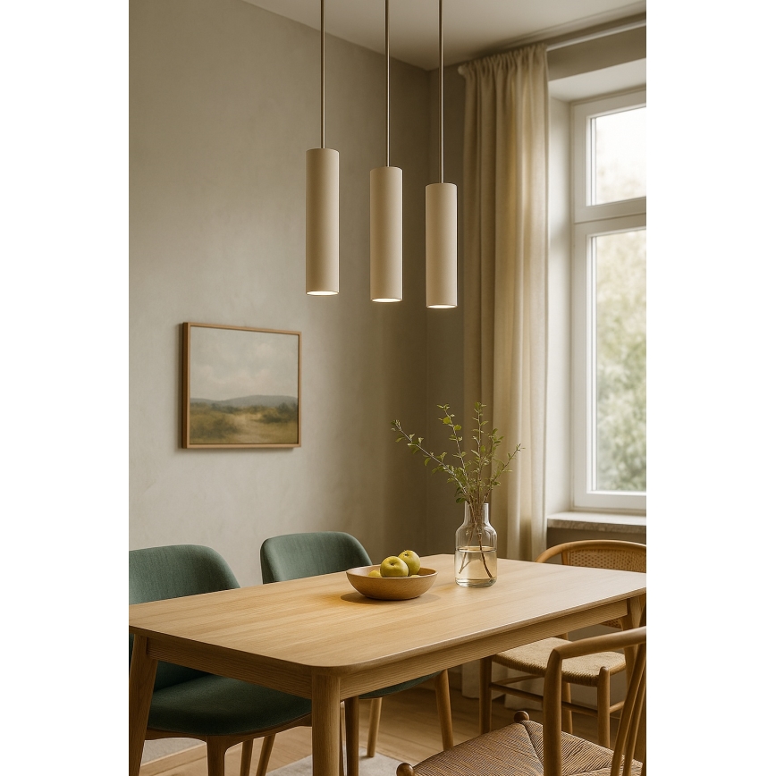 Brilagi - Lustre suspenso em cabo TUBE 1xGU10/15W/230V bege/dourado