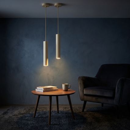 Brilagi - Lustre suspenso em cabo TUBE 1xGU10/15W/230V bege/dourado