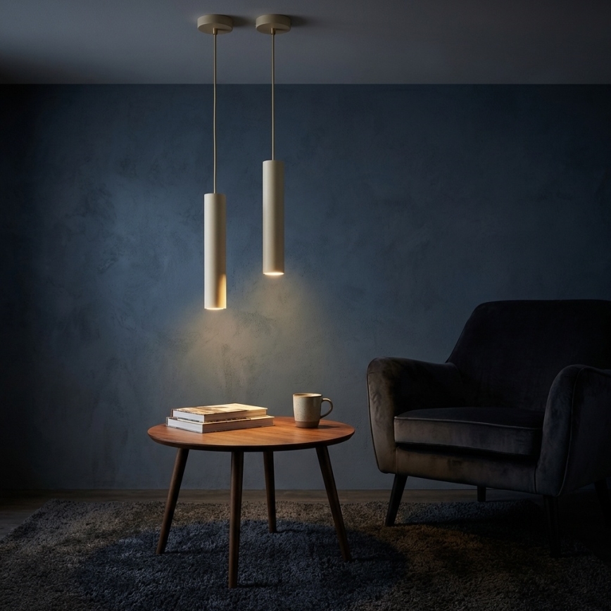 Brilagi - Lustre suspenso em cabo TUBE 1xGU10/15W/230V bege/dourado