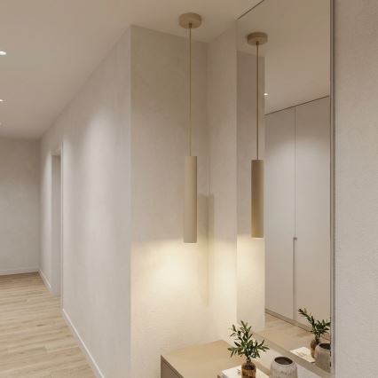 Brilagi - Lustre suspenso em cabo TUBE 1xGU10/15W/230V bege/dourado
