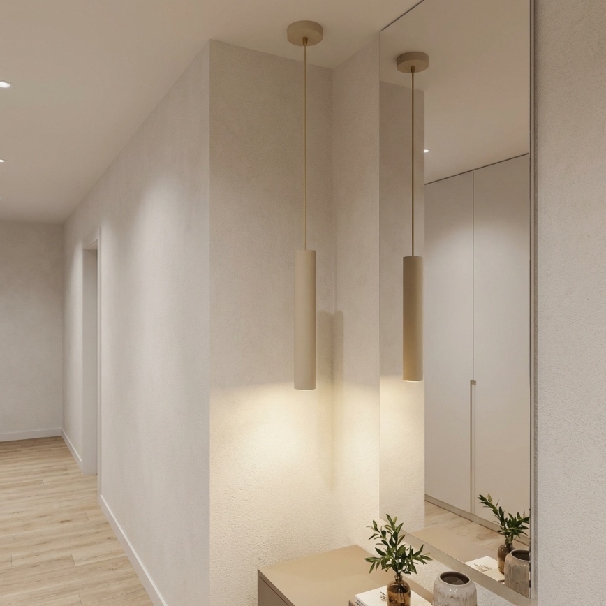 Brilagi - Lustre suspenso em cabo TUBE 1xGU10/15W/230V bege/dourado