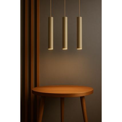 Brilagi - Lustre suspenso em cabo TUBE 1xGU10/15W/230V bege/dourado