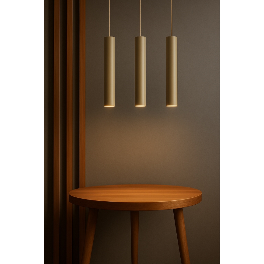 Brilagi - Lustre suspenso em cabo TUBE 1xGU10/15W/230V bege/dourado