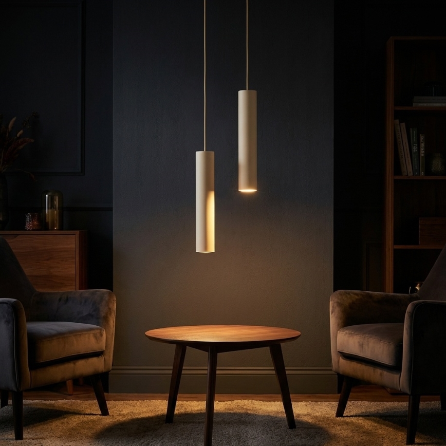 Brilagi - Lustre suspenso em cabo TUBE 1xGU10/15W/230V bege/dourado