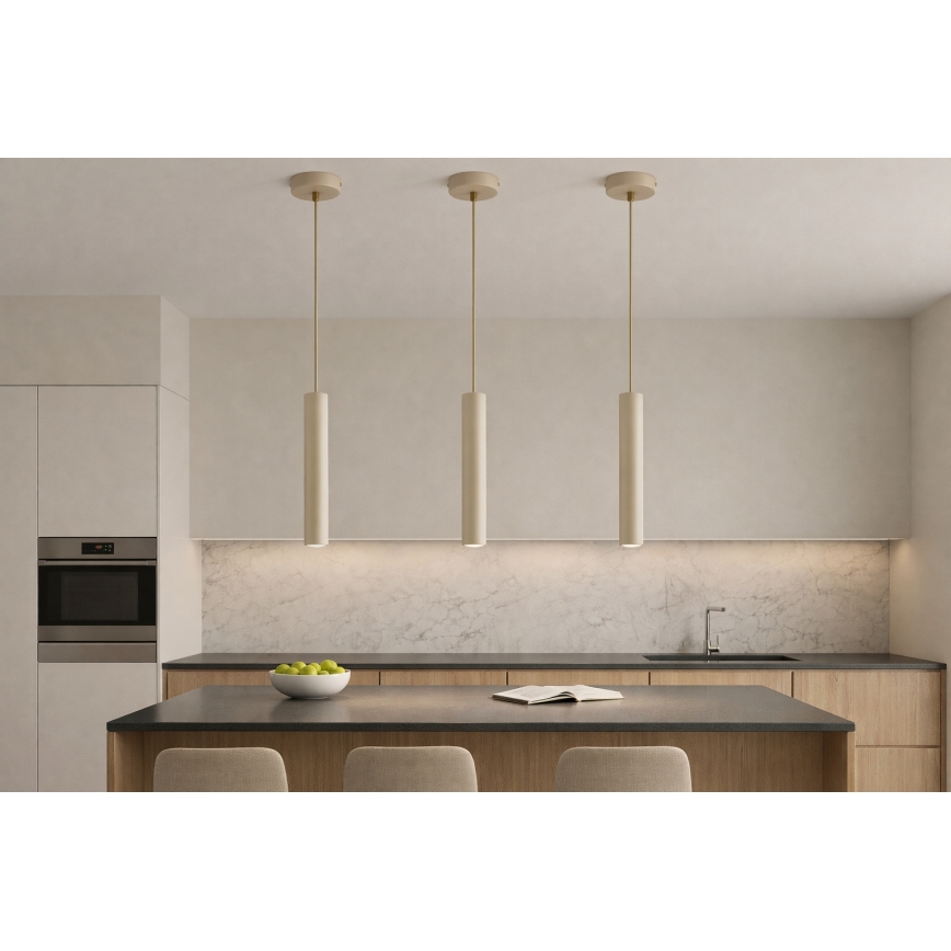 Brilagi - Lustre suspenso em cabo TUBE 1xGU10/15W/230V bege/dourado