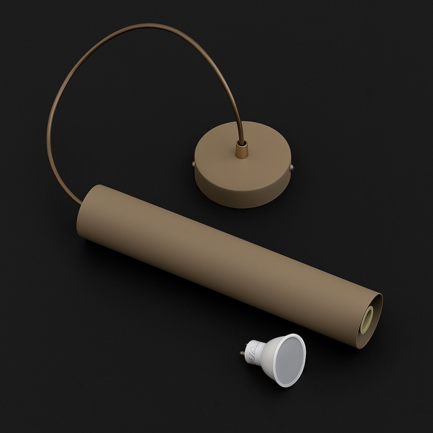 Brilagi - Lustre suspenso em cabo TUBE 1xGU10/15W/230V bege/dourado