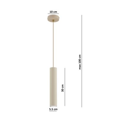 Brilagi - Lustre suspenso em cabo TUBE 1xGU10/15W/230V bege/dourado