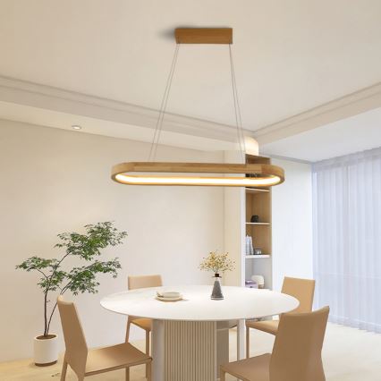 Brilagi - Lustre suspenso em cabo UMEA WOOD LED/30W/230V 70x20 cm madeira