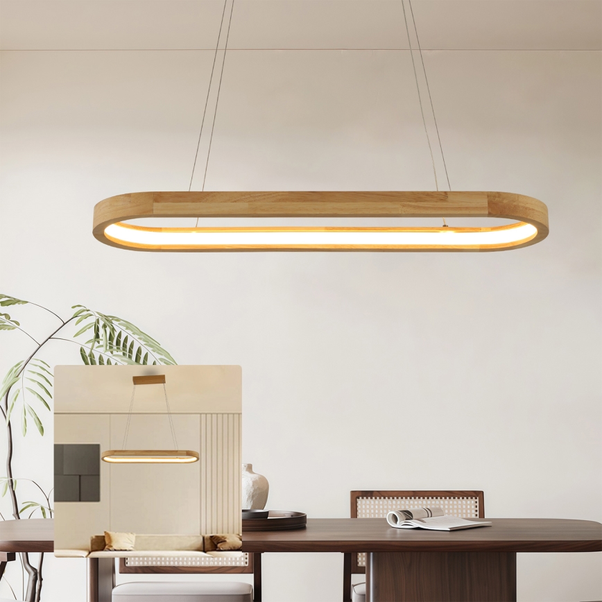 Brilagi - Lustre suspenso em cabo UMEA WOOD LED/30W/230V 70x20 cm madeira