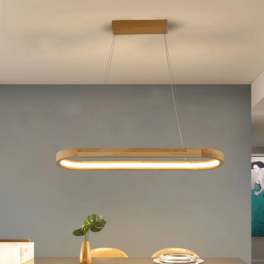 Brilagi - Lustre suspenso em cabo UMEA WOOD LED/30W/230V 70x20 cm madeira