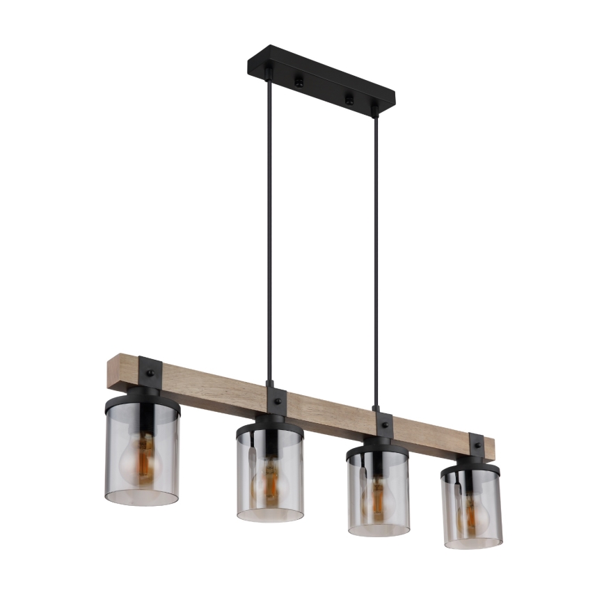 Brilagi - Lustre suspenso em cabo VISTA 4xE27/60W/230V carvalho