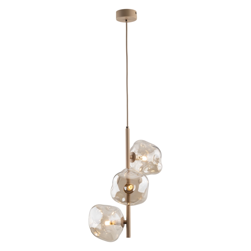 Brilagi - Lustre suspenso em cabo VULCANO 3xG9/8W/230V bege/fumê bege