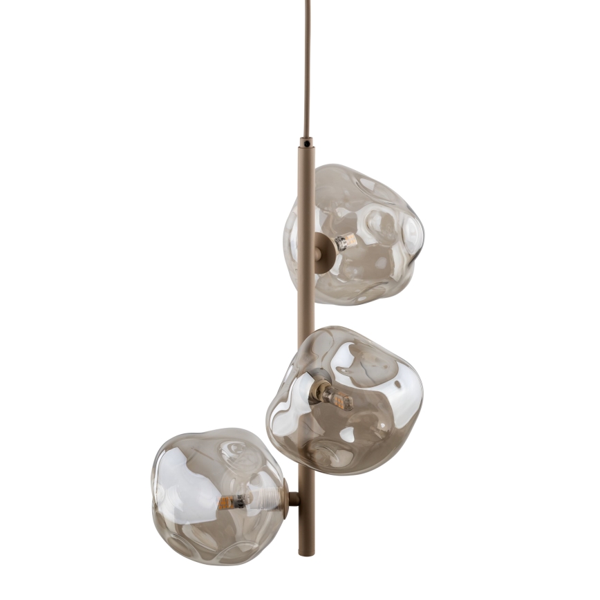 Brilagi - Lustre suspenso em cabo VULCANO 3xG9/8W/230V bege/fumê bege