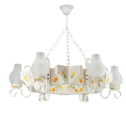 Brilagi - Lustre suspenso em corrente QUEEN 6xE14/40W/230V faia/creme